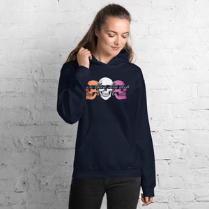 Lesbian Pride More Than Skin Deep Skulls Pullover Hoodie | Lesbian Pride Sweatshirt | WLW Pride Apparel | Subtle Lesbian Pride