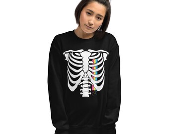 Pan Pride Bleeding Heart Ribcage Felpa neutra di genere