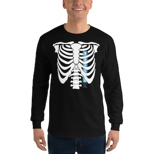 Gay MLM Pride Bleeding Heart Ribcage Long Sleeve Gender Neutral T-Shirt