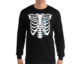 Gay MLM Pride Bleeding Heart Ribcage Camiseta de manga larga neutral de género