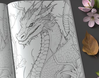 Floral Dragon Coloring Sheet #D0002