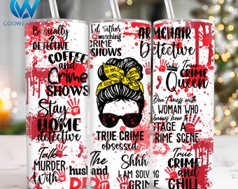 True Crime Obsessed 20 oz Skinny Tumbler Png, Halloween 20oz Skinny Tumbler Png, Horror Movies Straight and Taper Tumbler Wrap