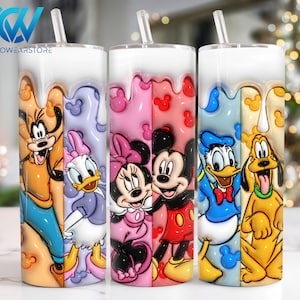 Aufgeblasene 3D-Zeichentrickfiguren 20 Unzen Skinny Tumbler Sublimationsdesign, 3D Cartoon 20 Unzen Tumbler Png, Cartoon Straight und Taper Tumbler Wrap
