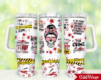True Crime 40oz Tumbler Wrap Png, Halloween Crime Scene 2 pieces 40 oz Tumbler Png, Halloween Horror Tumbler 40oz Png Sublimation Designs