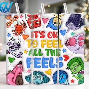 Zeichentrickfiguren 3D aufgeblasene 20 Unzen Skinny Tumbler Png, Cartoon Emotionen 20 Unzen Tumbler Png, Filmfiguren 20 Unzen Tumbler Wrap, psychische Gesundheit