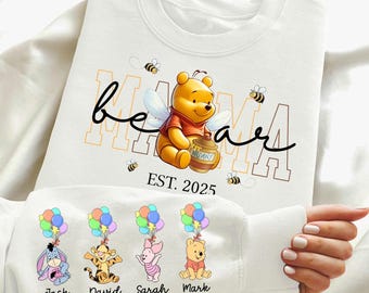 Custom Mama Bear Shirt Png, Mama Est with Kid Name on Sleeve Png, Personalized Mom Png, Custom Mothers Day Gift, Mother's Day Png, Mama Bear
