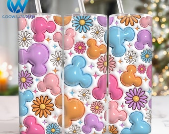 Aufgeblasene 3D-Zeichentrickfiguren 20 Unzen Skinny Tumbler Sublimationsdesign, 3D Cartoon 20 Unzen Tumbler Png, Cartoon Straight und Taper Tumbler Wrap
