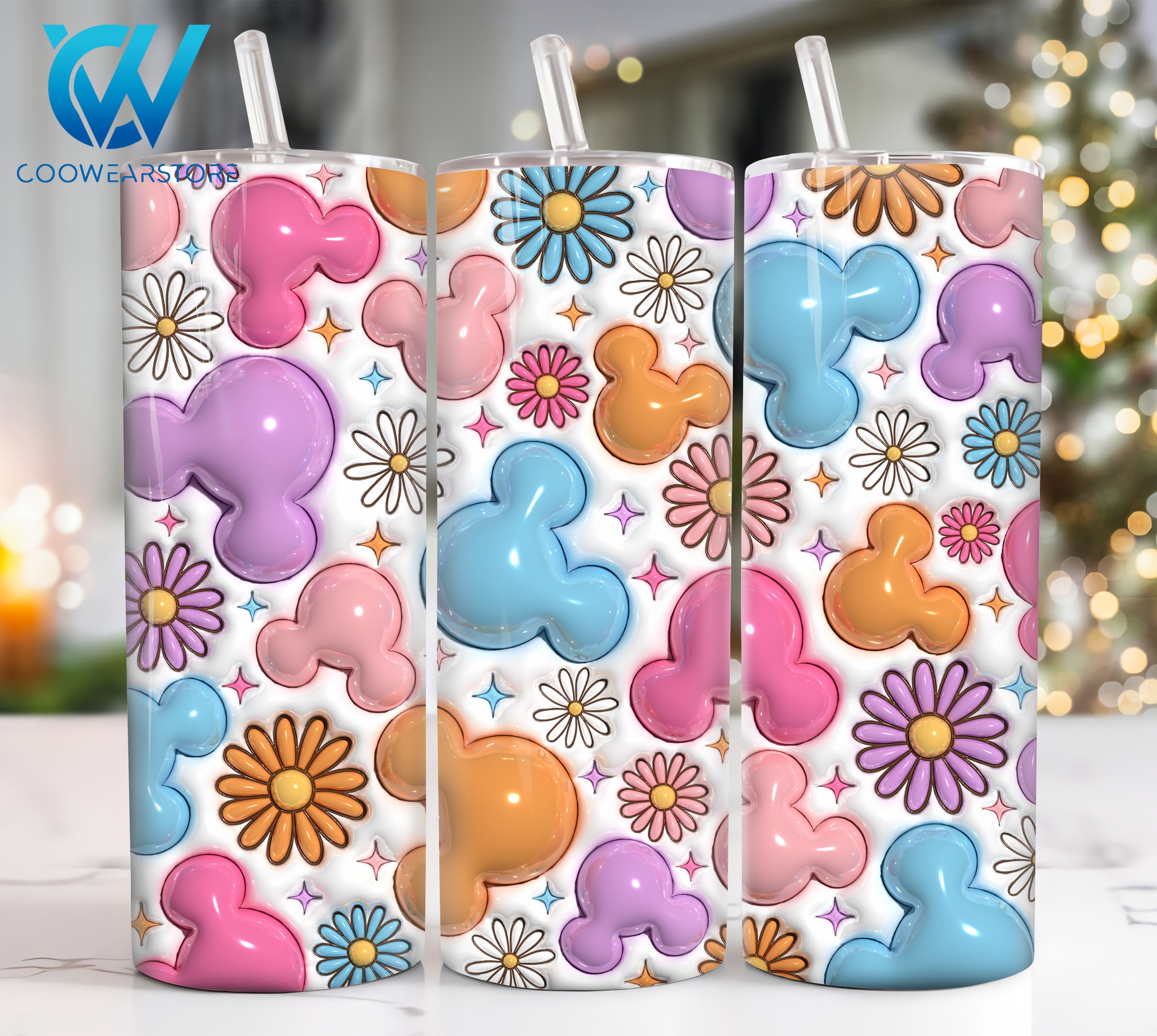 3D Inflated Cartoon Characters 20 Oz Skinny Tumbler Sublimation Design ...