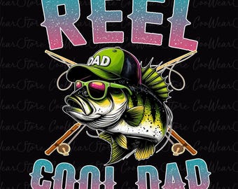 Mulinello retrò Cool Dad Png, Pesca al black bass Png, Papà che pesca, Papà che pesca Png, Vita da papà Png, Regalo per neo-papà, Festa del papà Png, Regalo per la festa del papà