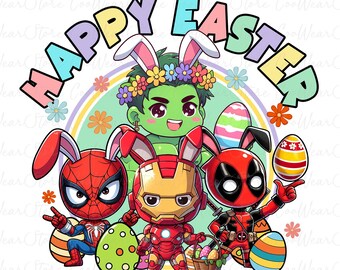 Easter Bunny Superhero Png, Happy Easter Png, Retro Easter Png, Easter Bunny Png, Easter Cartoon Png, Superhero Characters Easter Png