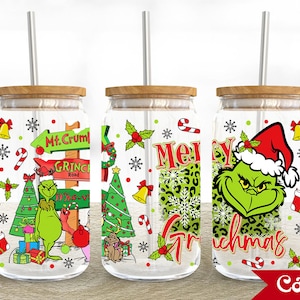 Christmas Character 16oz Glass Can Wrap, Merry Christmas 16 oz Glass Can Png, Christmas 16 oz Libbey Glass Can Wrap, 16 oz Tumbler Wrap Png
