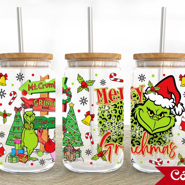 Christmas Character 16oz Glass Can Wrap, Merry Christmas 16 oz Glass Can Png, Christmas 16 oz Libbey Glass Can Wrap, 16 oz Tumbler Wrap Png