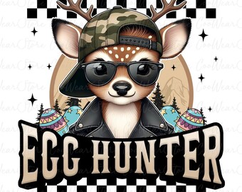Retro Deer Hunter Png, Easter Deer Png, Kids Easter Png, Deer Buck Backward Cap Hunting Png, Egg Hunter Png,  Boys Easter Png, Easter Eggs