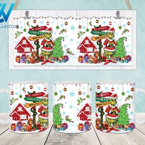 Christmas Mug Wrap, 11oz & 15oz Mug Template, Merry Christmas 11oz Mug Png, 15oz Mug Png, Mug Designs, Coffee Mugs, Mug Sublimation Design