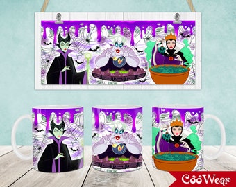 Horror Characters Mug Wrap, 11oz & 15oz Mug Template, Halloween 11oz Mug Png, 15oz Mug Png, Mug Designs, Coffee Mugs, Mug Sublimation Design