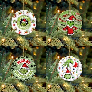 3D Inflated Christmas Ornament Png, 3D Christmas Round Ornament Sublimation, 2023 Ornament Png Template, Merry Christmas 2023 Ornament Png
