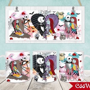 Horror Characters Mug Wrap, 11oz & 15oz Mug Template, Halloween 11oz Mug Png, 15oz Mug Png, Mug Designs, Coffee Mugs, Mug Sublimation Design