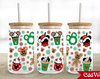 Christmas Character 16oz Glass Can Wrap, Christmas Lights 16 oz Glass Can Png, Christmas 16 oz Libbey Glass Can Wrap, 16 oz Tumbler Wrap Png