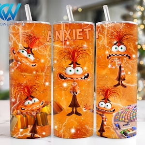 Personagens de desenhos animados 20 onças Skinny Tumbler Png, Cartoon Emotions 20 onças Tumbler Png, Personagens de filmes 20 onças Tumbler Wrap, Mental Health Tumbler