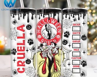Horror Characters 3D Inflated 20 oz Skinny Tumbler Wrap Png, 3D Halloween 20oz Skinny Tumbler Png, Straight and Taper Tumbler Wrap