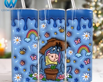 Aufgeblasene 3D-Zeichentrickfiguren 20 Unzen Skinny Tumbler Sublimationsdesign, 3D Cartoon 20 Unzen Tumbler Png, Cartoon Straight und Taper Tumbler Wrap