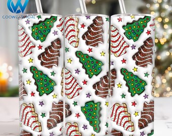 3D Inflated Christmas 20 oz Skinny Tumbler Sublimation, Merry Christmas 20oz Tumbler Png, Christmas Straight and Taper Tumbler Wrap
