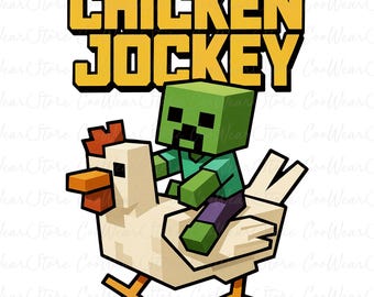 Chicken Jockey Png, Game Character Png, Gaming Design, Block Character Png, Gaming Shirt for Boy Png, Funny Gamer Png, Video Game Png