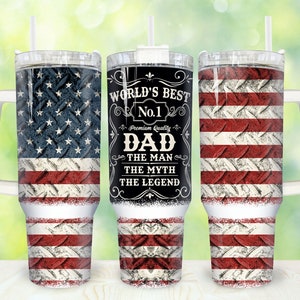 World&#39;s Best Dad 40oz Tumbler Wrap Png, American Flag Dad 2 pieces 40 oz Tumbler Png, Father&#39;s Day 40oz Tumbler Png Sublimation Designs
