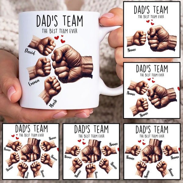 Emballage de tasse personnalisé papa poing, modèle de tasse 11 oz de l'équipe de papa, meilleur papa jamais tasse 11 oz Png, conception de sublimation de tasse de fête des pères, tasse de papa