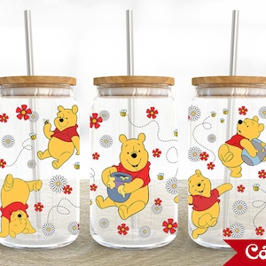 Cartoon Characters 16oz Glass Can Wrap, Cartoon 16 oz Glass Can Png, 16 oz Libbey Glass Can Wrap, 16 oz Tumbler Wrap Png, Sublimation Design