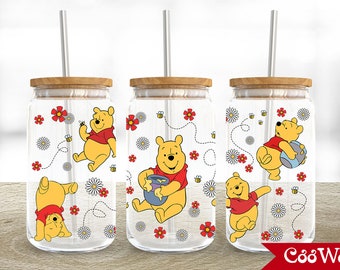 Cartoon Characters 16oz Glass Can Wrap, Cartoon 16 oz Glass Can Png, 16 oz Libbey Glass Can Wrap, 16 oz Tumbler Wrap Png, Sublimation Design