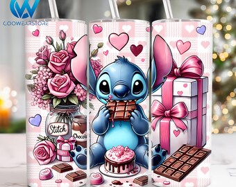 Valentines Cartoon 20 oz Skinny Tumbler Sublimation, Happy Valentines Day 20oz Tumbler Png, Valentines Day Straight and Taper Tumbler Wrap