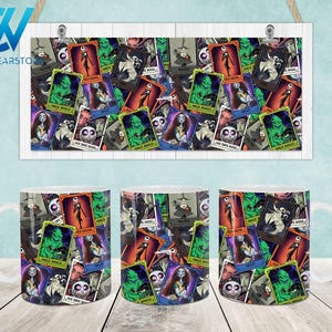 Horror Characters Mug Wrap, 11oz & 15oz Mug Template, Halloween 11oz Mug Png, 15oz Mug Png, Mug Designs, Coffee Mugs, Mug Sublimation Design