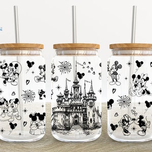 Cartoon Character 16oz Glass Can Wrap, Cartoon 16 oz Glass Can Png, Mouse 16 oz Libbey Glass Can Wrap, 16 oz Tumbler Wrap Png