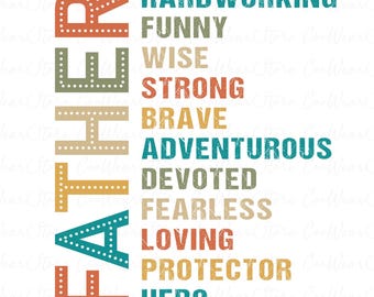 Retro Father Png, Father Png, Father Hardworking Hero Protector Png, Father's Day Png, Fathers Day Gift, Daddy Png, Gift For Dad, Retro Dad