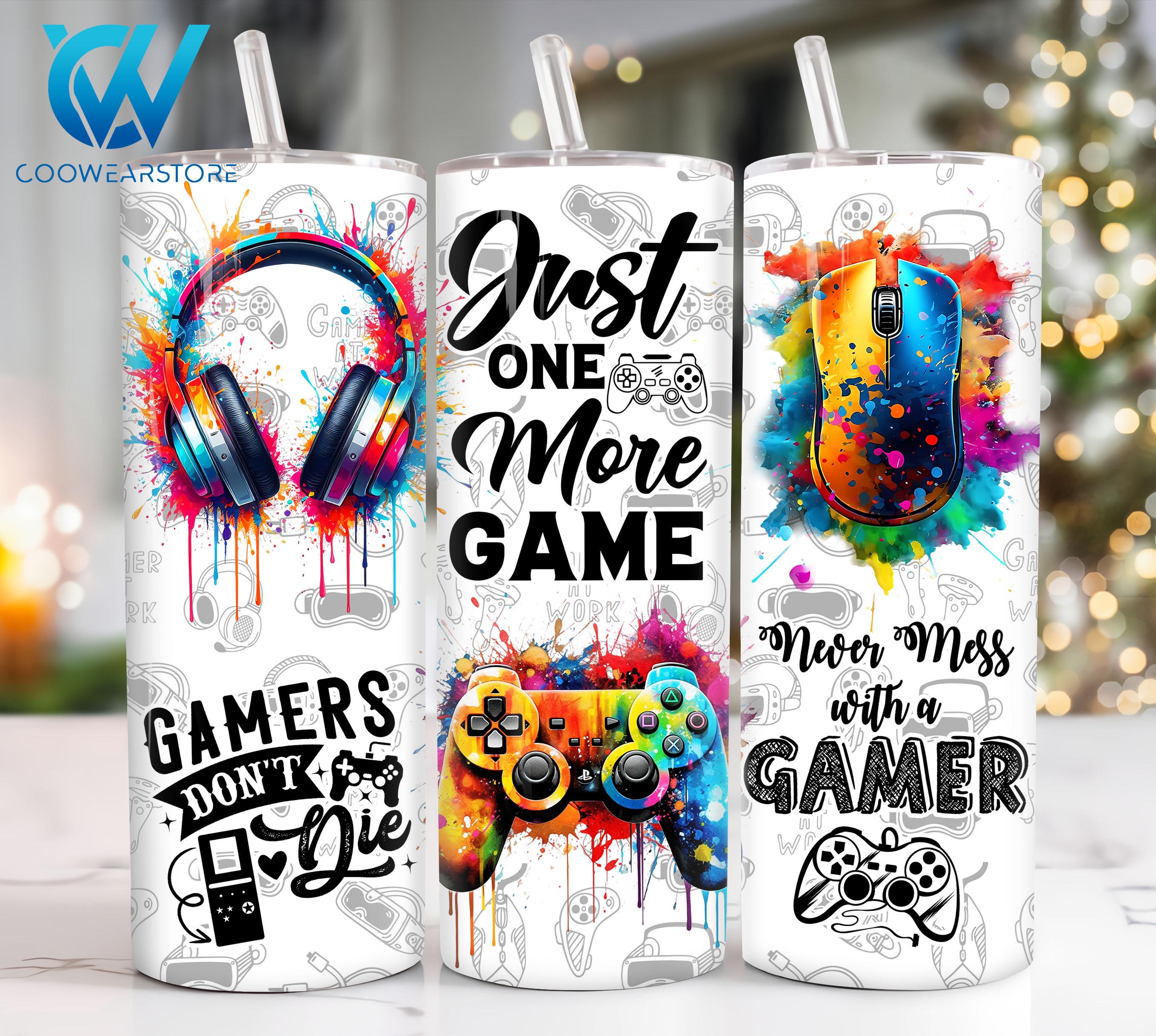 Watercolor Gamer 20 Oz Skinny Tumbler Sublimation, Video Game ...