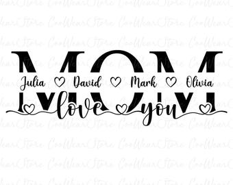 Custom Mama Heart With Kids Name Png, Happy Mother's Day Png, Custom Mom Heart Png, Custom Kids Name Png, Mother's Day Gift, Love You Mom