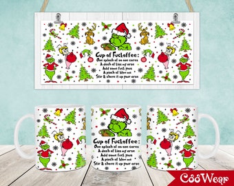 Christmas Mug Wrap, 11oz & 15oz Mug Template, Merry Christmas 11oz Mug Png, 15oz Mug Png, Mug Designs, Coffee Mugs, Mug Sublimation Design