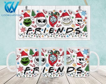 Christmas Character 3d Inflated Mug Wrap, 11oz & 15oz Mug Template, Merry Christmas 11oz Mug Png, 15oz Mug Png, 3D Mug Designs, Coffee Mugs