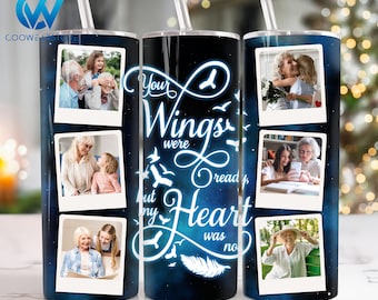 Custom Collage Memorial Photo 20 oz Skinny Tumbler Sublimation, Sympathy 20oz Tumbler Png, Memorial Straight and Taper Tumbler Wrap