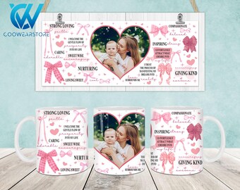 Coquette I Love You Mom Mug Wrap, Mothers Day 11oz & 15oz Mug Template, Mama 11oz Mug Png, Custom Mom Photo Mug Png, Mom Coffee Mugs