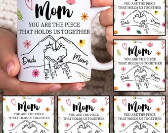 Aangepast maximaal 6 kinderen met mama's hand mokomslag, moksjabloon van 11 oz, mama mok van 11 oz png, moederkoffiemokken, moksublimatieontwerp
