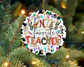 Santas Lieblingslehrer Weihnachtsverzierung Png, Lehrer Weihnachtsrunde Verzierung Png, 2023 Verzierung Png, Frohe Weihnachten 2023 Verzierung