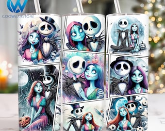 Movies Horror Characters 20 oz Skinny Tumbler Sublimation Design, Halloween Movies 20oz Skinny Tumbler Png, Straight and Taper Tumbler Wrap