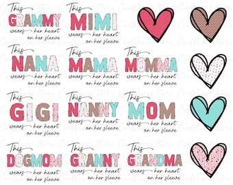 Bundle Custom Mama Heart With Kids Name Png, Happy Mother's Day Png, Custom Mama Png, Custom Kids Names Png, Mother's Day Png,Name on Sleeve