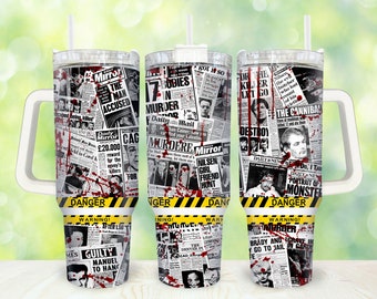 True Crime 40oz Tumbler Wrap Png, Halloween Crime Scene 2 pieces 40 oz Tumbler Png, Halloween Horror Tumbler 40oz Png Sublimation Designs