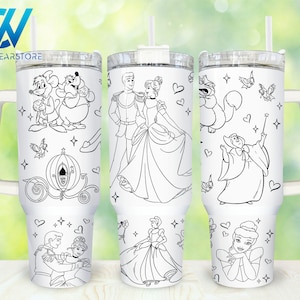 Princess and Prince 40oz Tumbler Wrap Png, Cartoon Characters 2 pieces 40 oz Tumbler Png, Princess Cartoon 40oz Tumbler Png Sublimation