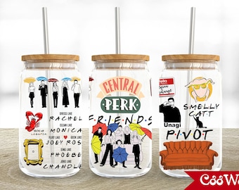 Movies Characters 16oz Glass Can Wrap, Christmas 16 oz Glass Can Png, Christmas 16 oz Libbey Glass Can Wrap, 16 oz Tumbler Wrap Png
