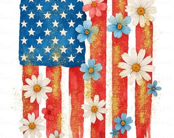 Amérique florale png, 4 juillet png, coup de pinceau drapeau américain png, Memorial Day png, jour de l'indépendance png, png patriotique, 4 juillet