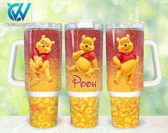 Cartoon Characters 40oz Tumbler Wrap Png, Bear and Friends 2 pieces 40 oz Tumbler Png, Bear Glitter 40oz Tumbler Png Sublimation Designs